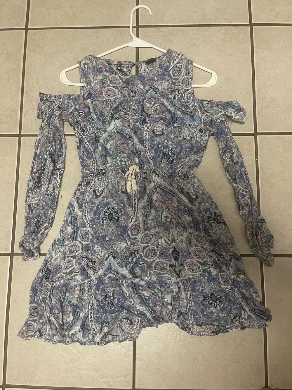 art class One-Shoulder Paisley Blue Dress with Ruffle Hem